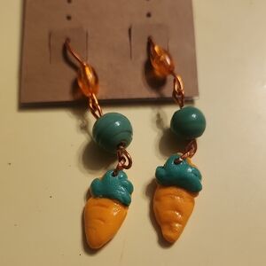 Orange and Teal Carrot Earrings